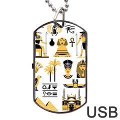 Egypt-symbols-decorative-icons-set Dog Tag Usb Flash (two Sides) by Salman4z