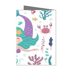 Set-cute-mermaid-seaweeds-marine-inhabitants Mini Greeting Cards (pkg Of 8) by Salman4z
