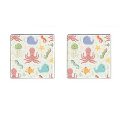 Underwater-seamless-pattern-light-background-funny Cufflinks (square) by Salman4z