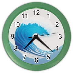 Wave Tsunami Tidal Wave Ocean Sea Water Color Wall Clock by Ravend
