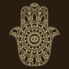 Hamsa-hand-drawn-symbol-with-flower-decorative-pattern Play Mat (rectangle) by Salman4z
