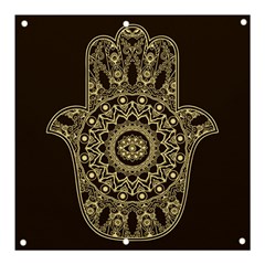 Hamsa-hand-drawn-symbol-with-flower-decorative-pattern Banner And Sign 3  X 3  by Salman4z