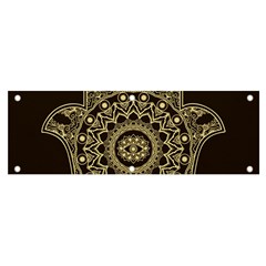 Hamsa-hand-drawn-symbol-with-flower-decorative-pattern Banner And Sign 6  X 2  by Salman4z