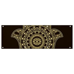 Hamsa-hand-drawn-symbol-with-flower-decorative-pattern Banner And Sign 9  X 3  by Salman4z