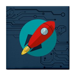 Rocket-with-science-related-icons-image Tile Coaster by Salman4z