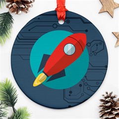 Rocket-with-science-related-icons-image Ornament (round) by Salman4z