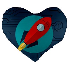 Rocket-with-science-related-icons-image Large 19  Premium Heart Shape Cushions by Salman4z