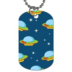 Seamless-pattern-ufo-with-star-space-galaxy-background Dog Tag (two Sides) by Salman4z