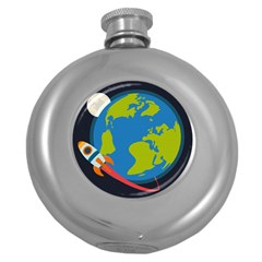 Spaceship-design Round Hip Flask (5 Oz) by Salman4z