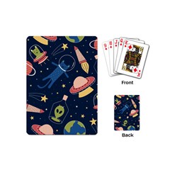 Seamless-pattern-with-funny-aliens-cat-galaxy Playing Cards Single Design (mini) by Salman4z