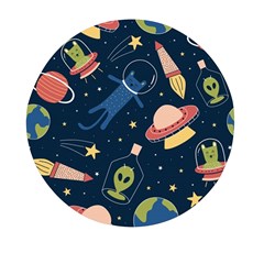 Seamless-pattern-with-funny-aliens-cat-galaxy Mini Round Pill Box (pack Of 5) by Salman4z