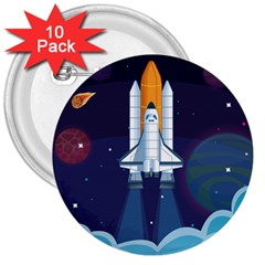 Spaceship-milkyway-galaxy 3  Buttons (10 Pack)  by Salman4z