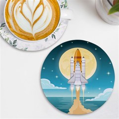 Space-exploration-illustration Uv Print Round Tile Coaster by Salman4z
