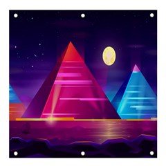 Egyptian-pyramids-night-landscape-cartoon Banner And Sign 4  X 4  by Salman4z