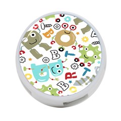 Seamless-pattern-vector-with-funny-robots-cartoon 4-port Usb Hub (one Side) by Salman4z