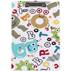 Seamless-pattern-vector-with-funny-robots-cartoon A4 Acrylic Clipboard by Salman4z