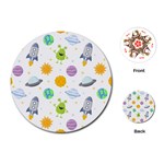 Seamless-pattern-cartoon-space-planets-isolated-white-background Playing Cards Single Design (Round) Front