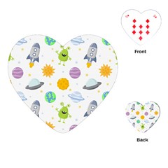 Seamless-pattern-cartoon-space-planets-isolated-white-background Playing Cards Single Design (heart) by Salman4z