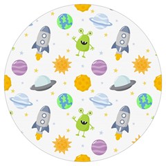 Seamless-pattern-cartoon-space-planets-isolated-white-background Round Trivet by Salman4z