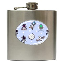 Seamless-pattern-with-space-theme Hip Flask (6 Oz) by Salman4z