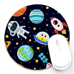 Space-seamless-pattern   - Round Mousepad by Salman4z