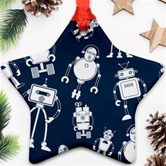 White-robot-blue-seamless-pattern Ornament (star) by Salman4z