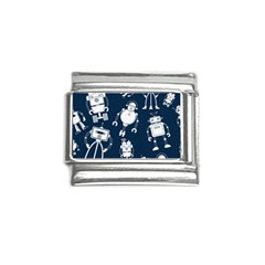 White-robot-blue-seamless-pattern Italian Charm (9mm) by Salman4z