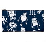 White-robot-blue-seamless-pattern Pencil Case Front