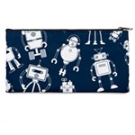 White-robot-blue-seamless-pattern Pencil Case Back