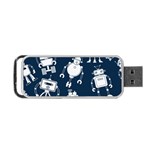 White-robot-blue-seamless-pattern Portable USB Flash (Two Sides) Back