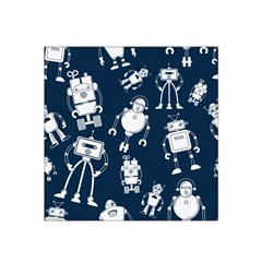 White-robot-blue-seamless-pattern Satin Bandana Scarf 22  X 22  by Salman4z