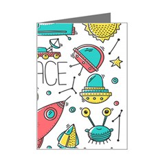 Space-cosmos-seamless-pattern-seamless-pattern-doodle-style Mini Greeting Card by Salman4z