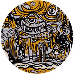 Crazy-abstract-doodle-social-doodle-drawing-style Uv Print Round Tile Coaster by Salman4z