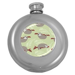 Sloths-pattern-design Round Hip Flask (5 Oz) by Salman4z
