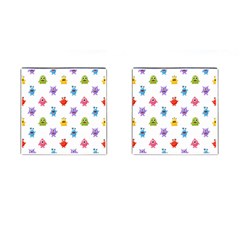 Seamless-pattern-cute-funny-monster-cartoon-isolated-white-background Cufflinks (square) by Salman4z