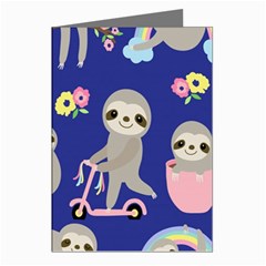Hand-drawn-cute-sloth-pattern-background Greeting Cards (pkg Of 8) by Salman4z