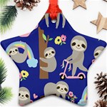 Hand-drawn-cute-sloth-pattern-background Star Ornament (Two Sides) Back
