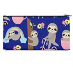 Hand-drawn-cute-sloth-pattern-background Pencil Case Back