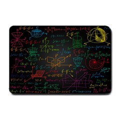 Mathematical-colorful-formulas-drawn-by-hand-black-chalkboard Small Doormat by Salman4z