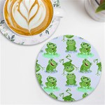 Cute-green-frogs-seamless-pattern UV Print Round Tile Coaster Front