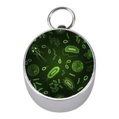 Bacteria-virus-seamless-pattern-inversion Mini Silver Compasses by Salman4z