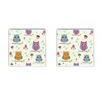 Forest-seamless-pattern-with-cute-owls Cufflinks (Square) Front(Pair)