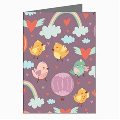 Cute-seamless-pattern-with-doodle-birds-balloons Greeting Cards (pkg Of 8) by Salman4z
