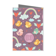 Cute-seamless-pattern-with-doodle-birds-balloons Mini Greeting Cards (pkg Of 8) by Salman4z