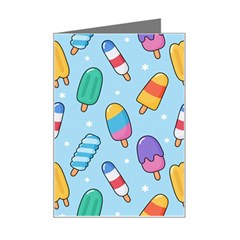 Cute-kawaii-ice-cream-seamless-pattern Mini Greeting Card by Salman4z