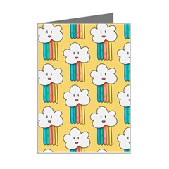 Smile-cloud-rainbow-pattern-yellow Mini Greeting Card by Salman4z