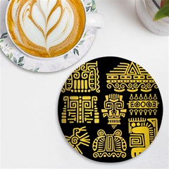 American-golden-ancient-totems Uv Print Round Tile Coaster by Salman4z