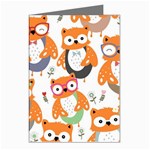 Cute-colorful-owl-cartoon-seamless-pattern Greeting Cards (Pkg of 8) Left