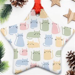 Cute-cat-colorful-cartoon-doodle-seamless-pattern Star Ornament (two Sides) by Salman4z