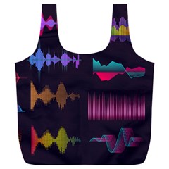 Colorful-sound-wave-set Full Print Recycle Bag (xxl) by Salman4z